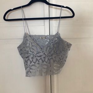 Free People Light Blue Lace Crop